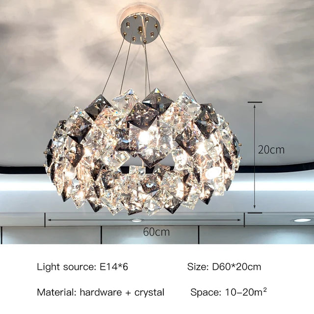 Modern Luxury Crystal Chandelier – Elegant Semi-Flush Ceiling Light