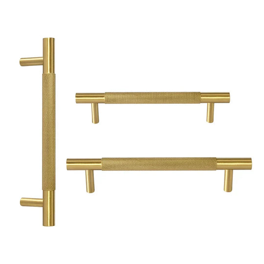 Brass Textured Cabinet Handles – Knurled Pulls and Knobs for Furniture