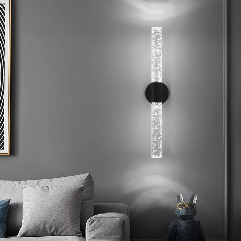 Nordic Crystal Rod LED Wall Lamp Modern Bedside Living Room Light