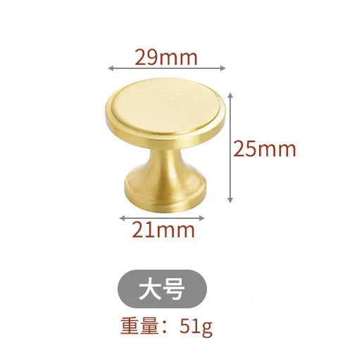 Pure Brass Cabinet Handles – Brushed Gold Single-Hole Knobs