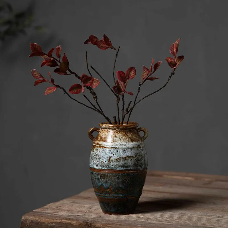 Retro Ceramic Hydroponic Vase for Desktop Flower Arrangement Decor