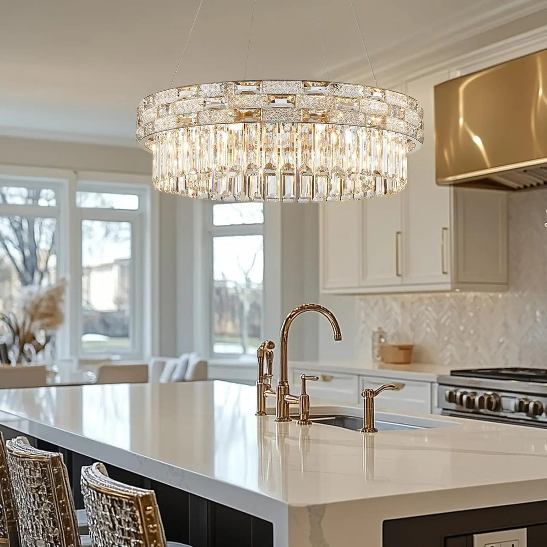 Modern Gold Crystal Chandelier for Dining & Living Spaces