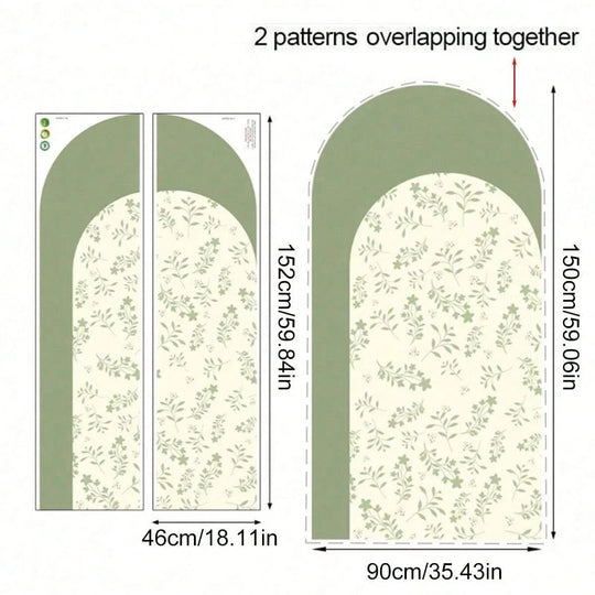 Simple Leafy Green Archway Wall Mural For Home Decor