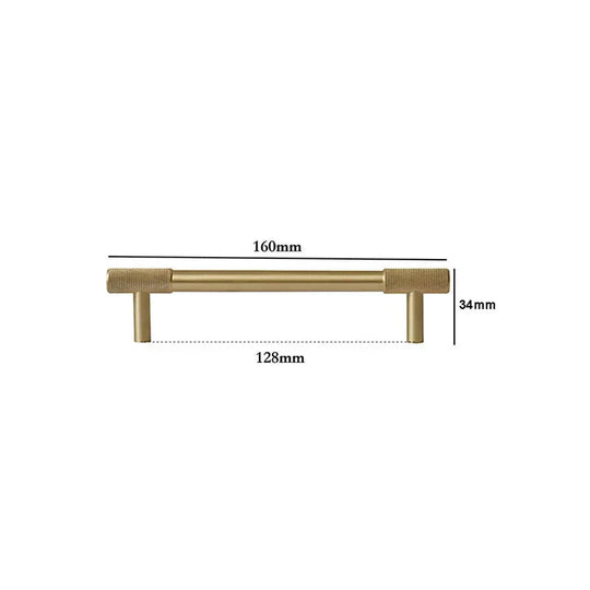 Solid Brass Knurled Cabinet Handles – Satin Gold Wardrobe Pulls and Drawer T-Bars