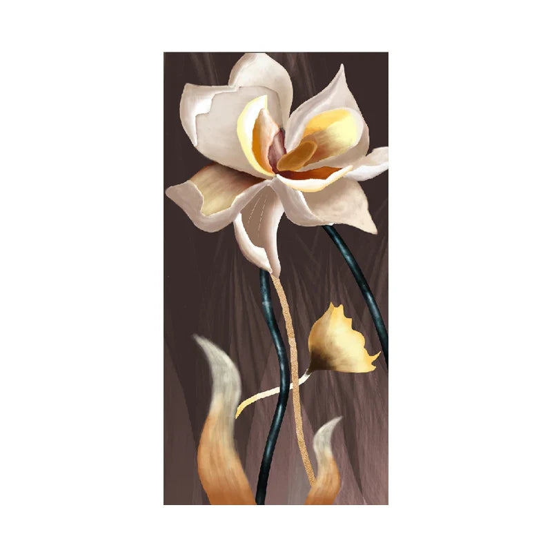 Modern Botanical Tropical Golden Leaves Canvas Wall Art Vertical