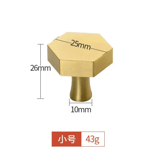 Pure Brass Cabinet Handles – Brushed Gold Single-Hole Knobs