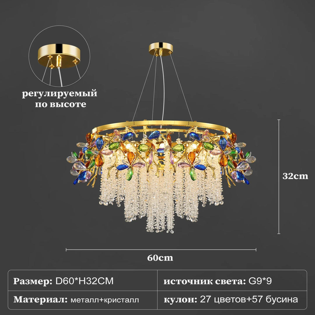 Luxury Crystal Flower Chandelier Modern Branch Pendant Ceiling Light