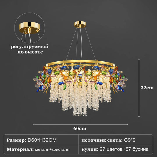 Luxury Crystal Flower Chandelier Modern Branch Pendant Ceiling Light