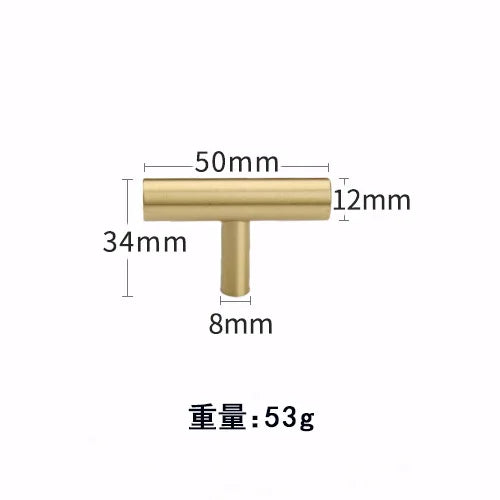 Pure Brass Cabinet Handles – Brushed Gold Single-Hole Knobs