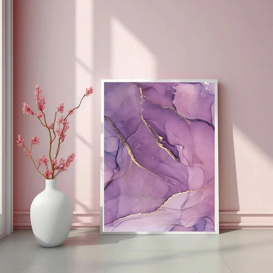 Purple Mauve Liquid Marble Abstract Canvas Wall Art