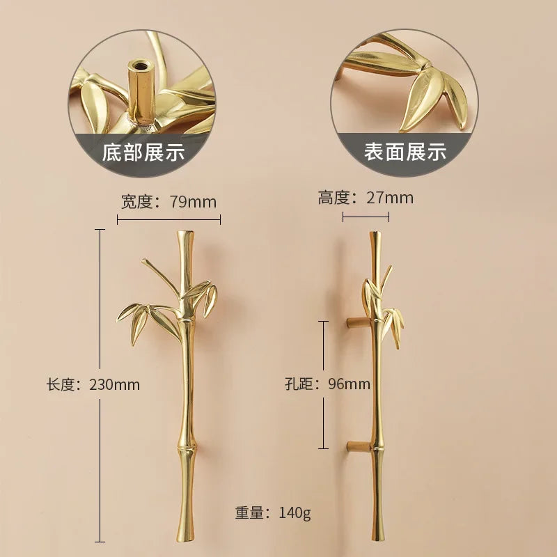 Luxury Brass Flower and Leaf Cabinet Handles – Chinese-Style Decorative Pulls