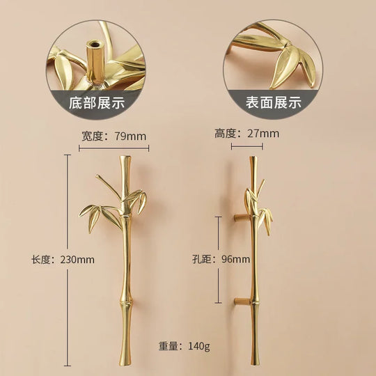 Luxury Brass Flower and Leaf Cabinet Handles – Chinese-Style Decorative Pulls