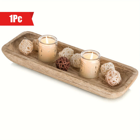 16 Inch Decorative Wooden Bowl Tray for Tabletop Decor