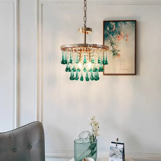 Modern French Crystal Chandelier Water Drop Pendant Ceiling Light