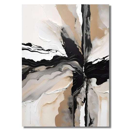 Neutral Palette Grey Black Beige Abstract Canvas Wall Art Set of 3