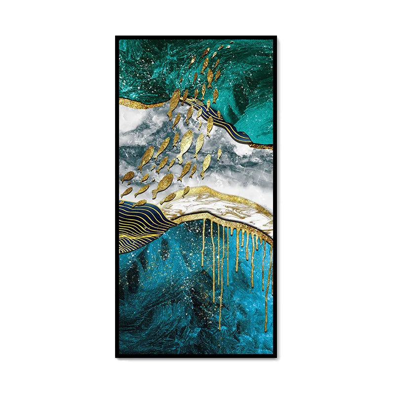 Green Silk Flowing Abstract Canvas Wall Art
