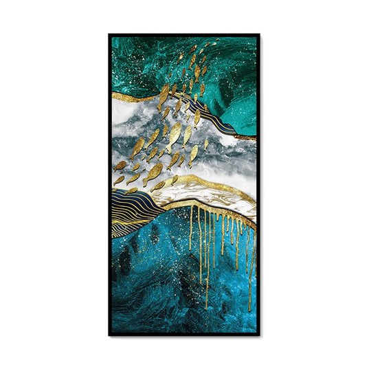 Green Silk Flowing Abstract Canvas Wall Art