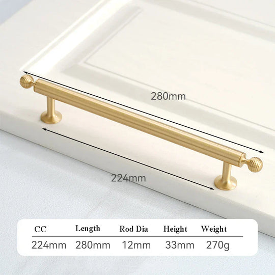 Satin Brushed Gold Brass Cabinet Handles – French-Style Pulls and Knobs for Furniture