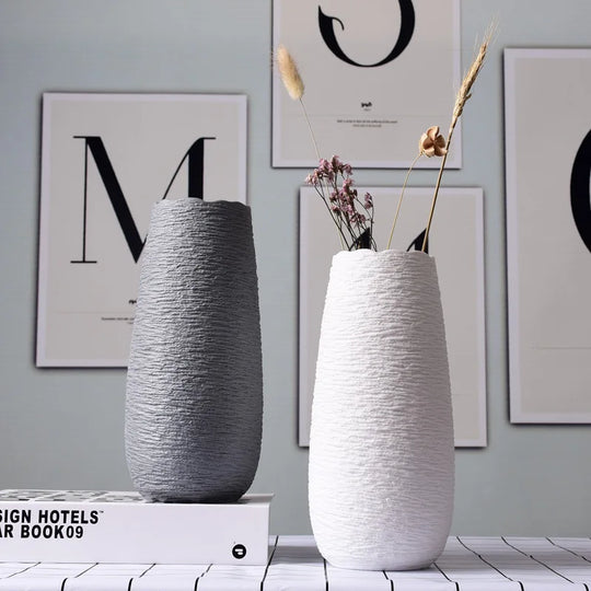 White Ceramic Decorative Vase for Desktop and Shelf Home Decor
