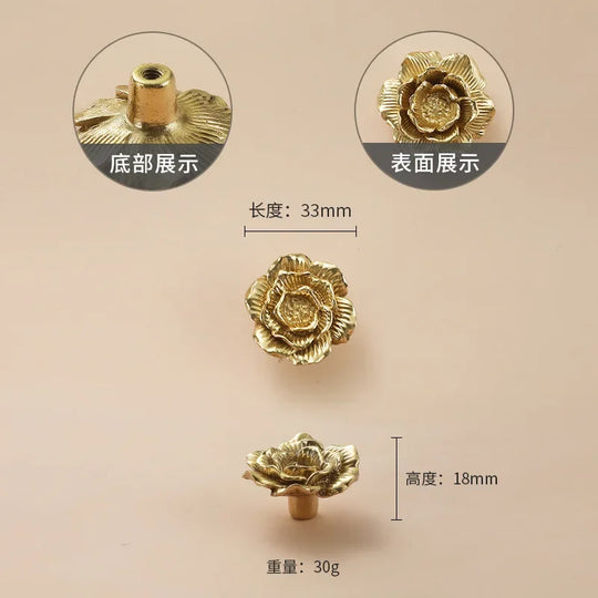 Luxury Brass Flower and Leaf Cabinet Handles – Chinese-Style Decorative Pulls