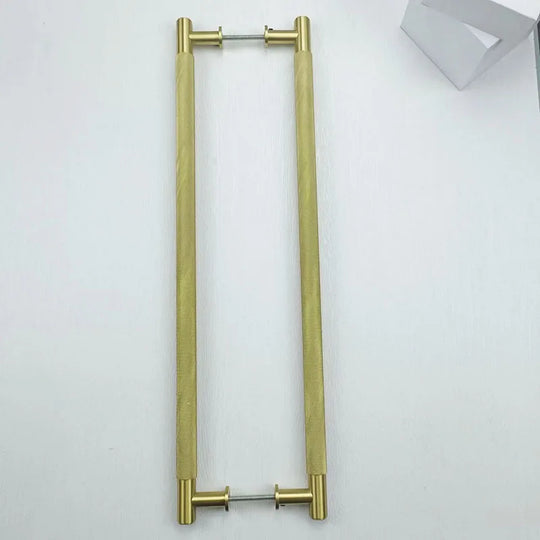 52cm Brass Knurled Door Handle – Gold Pulls for Sliding Glass, Barn, and Shower Doors