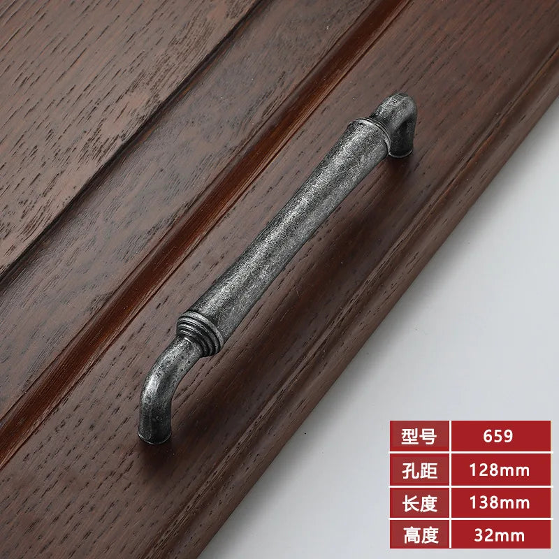 Retro Bronze and Black-Red Cabinet Handles – Nordic Square Zinc Alloy Pulls