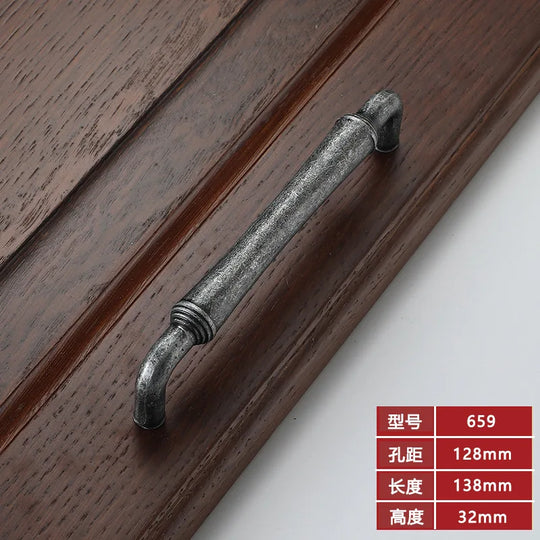 Retro Bronze and Black-Red Cabinet Handles – Nordic Square Zinc Alloy Pulls