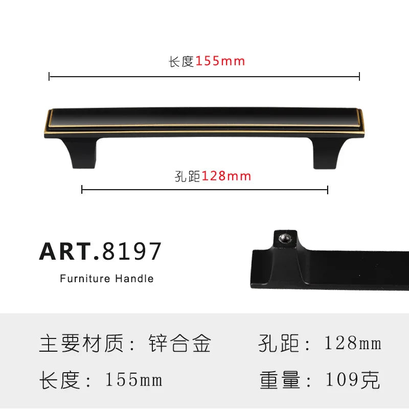Zinc Alloy Solid Cabinet Door Handles – Modern Minimalist Pulls for Furniture