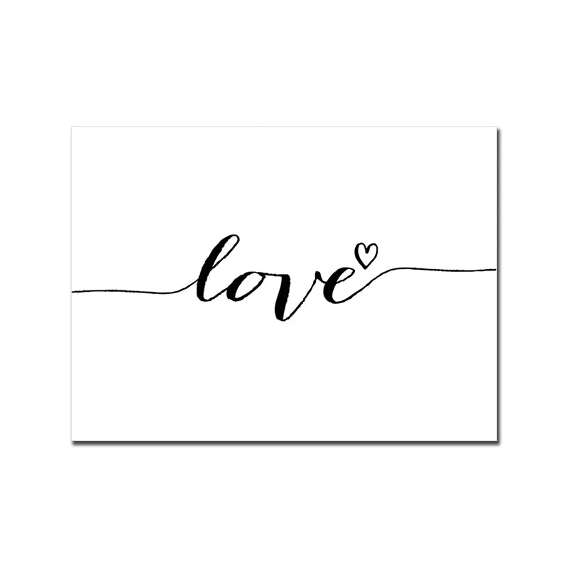 Love Family Home Quote Black White Canvas Wall Art
