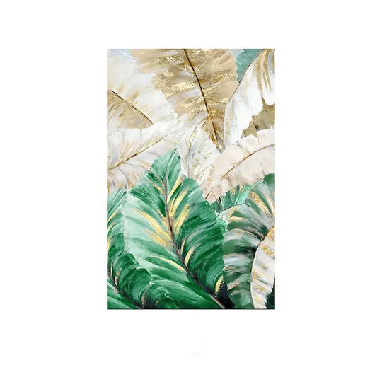 Green Leaves Botanical Abstract Canvas Wall Art