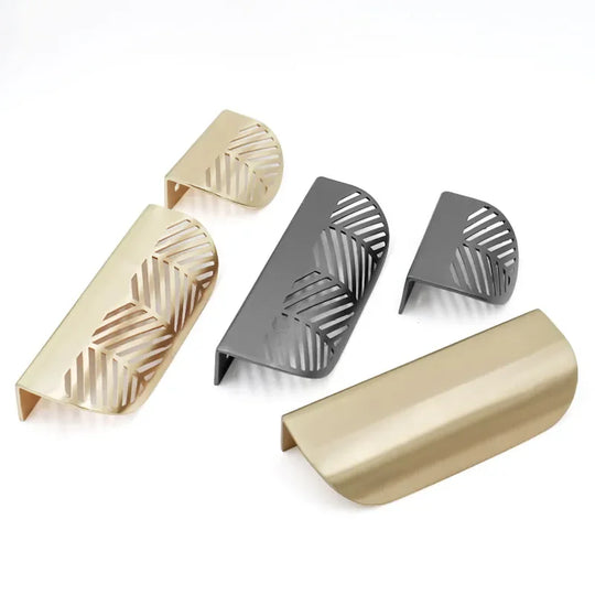 Modern Gold Leaf Cabinet Handles – Brushed Zinc Alloy Hollow Pulls