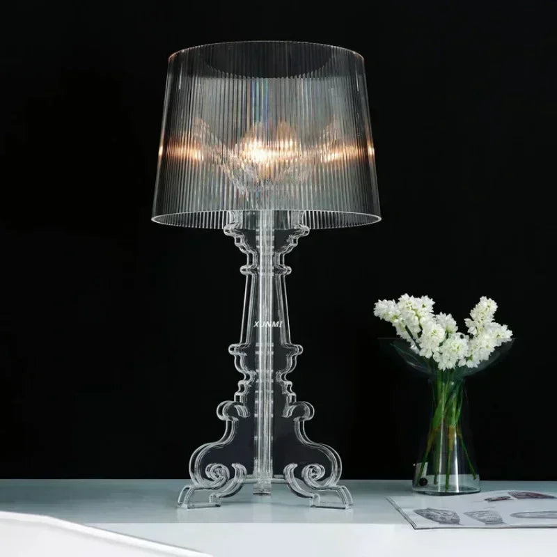 Transparent White Baroque Ghost Table Lamp for Bedroom & Living Room