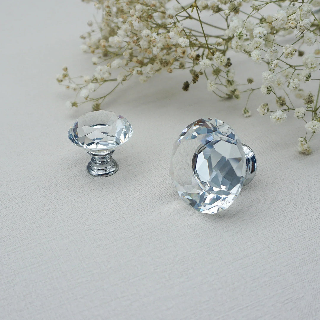 Luxury Gold Chrome Cabinet Handles – Zinc Alloy and Crystal Glass Pulls for Wardrobes and Dressers