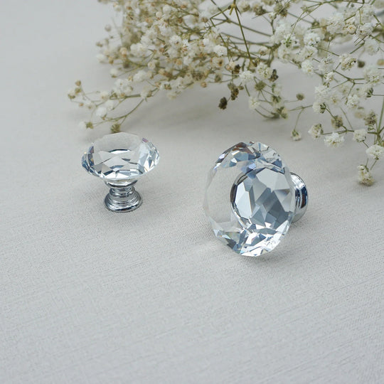 Luxury Gold Chrome Cabinet Handles – Zinc Alloy and Crystal Glass Pulls for Wardrobes and Dressers