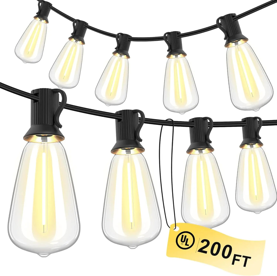 LED Outdoor String Lights 150FT Patio Waterproof Shatterproof Bulbs