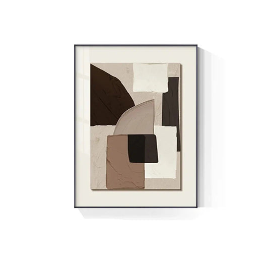 Modern Abstract Beige Geometric Color Block Canvas Wall Art Unframed