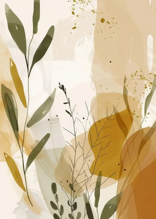 Rustic Abstract Botanical Still Life Floral Canvas Wall Art