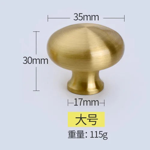 Pure Brass Cabinet Handles – Brushed Gold Single-Hole Knobs