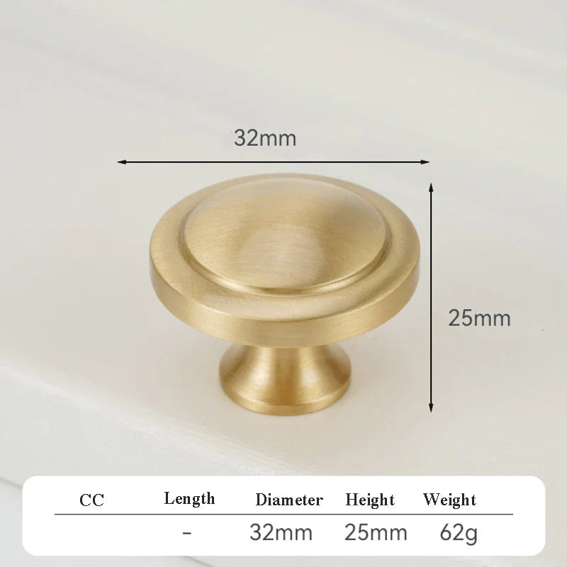 Satin Gold Brass Wardrobe Handles – Modern Pulls and Knobs for Furniture (50–260mm)