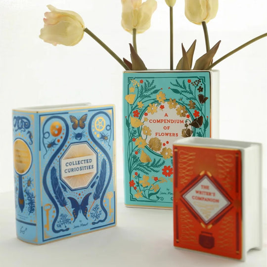 Book Shape Ceramic Decorative Vase for Tabletop Display