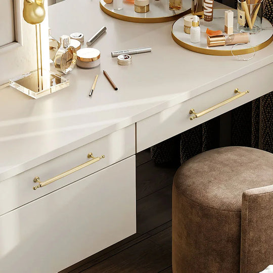Polished Gold Brass Furniture Handles – French Luxury Pulls for Cabinets and Wardrobes