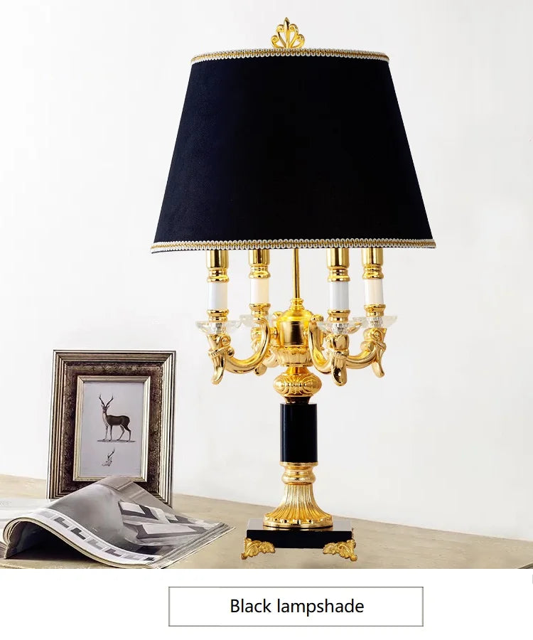 Luxury Black Crystal Table Lamp for Bedroom & Living Room