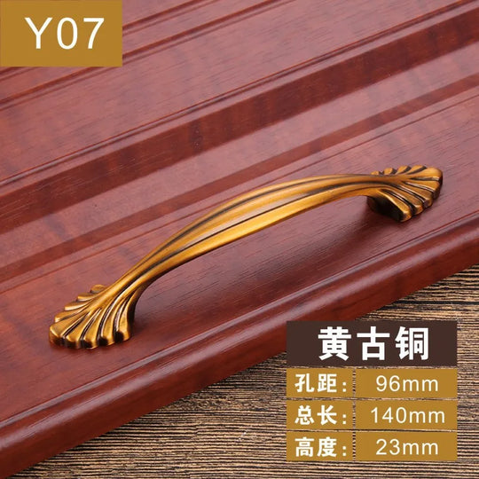 Antique Yellow Bronze Cabinet Handles – Brushed Vintage Drawer Pulls