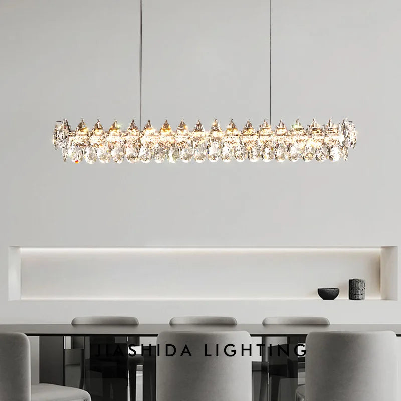 Modern Crystal Bar Pendant Light – Designer Silver Line-Shaped Ceiling Lamp
