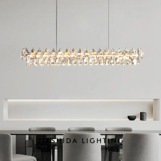 Modern Crystal Bar Pendant Light – Designer Silver Line-Shaped Ceiling Lamp