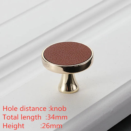 Modern Leather and Zinc Alloy Cabinet Handle – Elegant Pulls for Kitchen, Wardrobe, and Furniture (96mm)