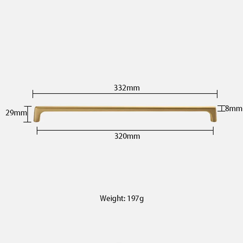 Solid Brass Wardrobe Handles – Modern Bar Pulls for Cabinets and Furniture (106–332mm)