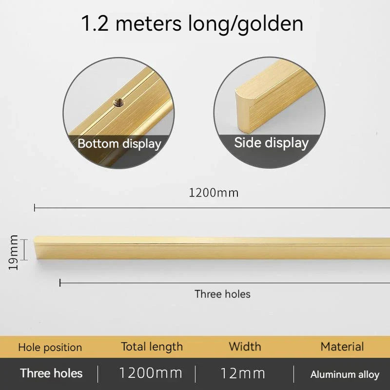 Minimalist Ultra-Long Aluminum Alloy Cabinet Handle – Black and Brushed Gold Pulls (800mm-1200mm)
