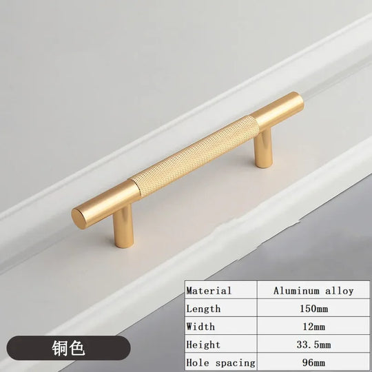 Long Knurled Aluminum Alloy Cabinet Handles – Modern T-Bar Pulls for Furniture
