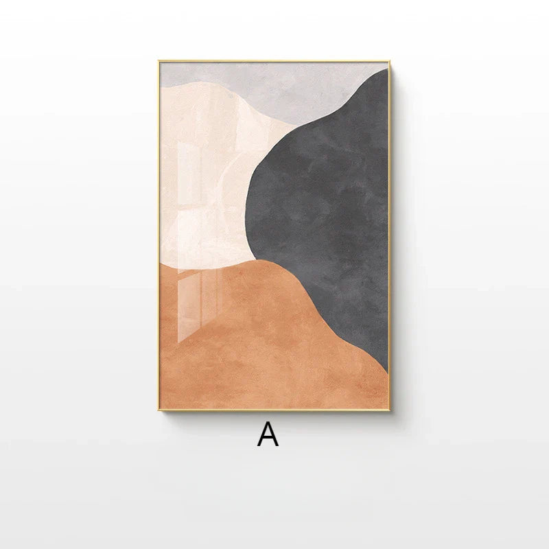 Neutral Shades Beige Brown Abstract Canvas Wall Art Unframed
